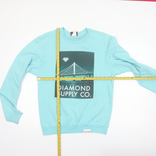 Diamond Supply Co. Mens Blue Pullover Sweatshirt Size S Graphic Print