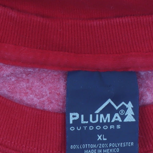 Pluma Outdoors Men's Red XL Pullover Sweatshirt Crew Neck Fleece