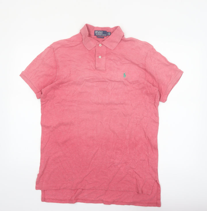 Ralph Lauren Men's Pink Custom Fit Cotton Polo Shirt L