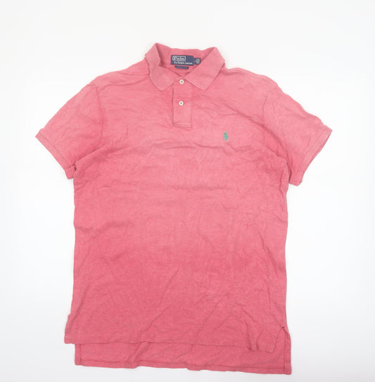 Ralph Lauren Men's Pink Custom Fit Cotton Polo Shirt L
