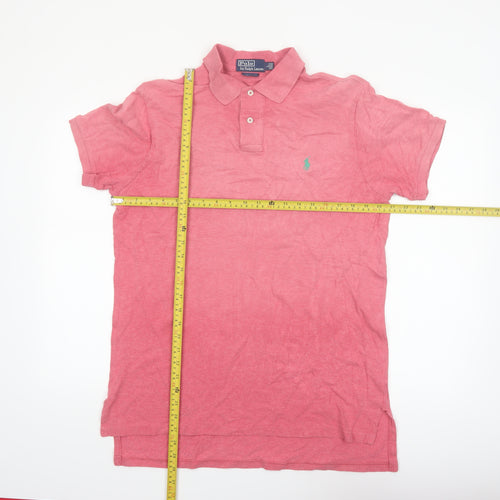 Ralph Lauren Men's Pink Custom Fit Cotton Polo Shirt L