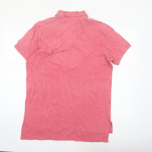 Ralph Lauren Men's Pink Custom Fit Cotton Polo Shirt L