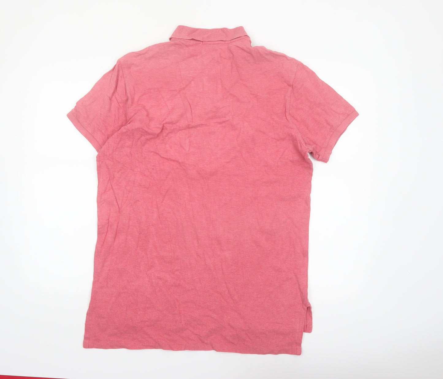 Ralph Lauren Men's Pink Custom Fit Cotton Polo Shirt L
