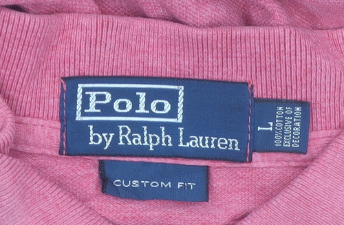 Ralph Lauren Men's Pink Custom Fit Cotton Polo Shirt L