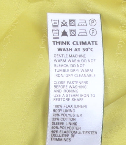 Marks and Spencer Women Yellow Linen Blend Single-Breasted Blazer Size 12