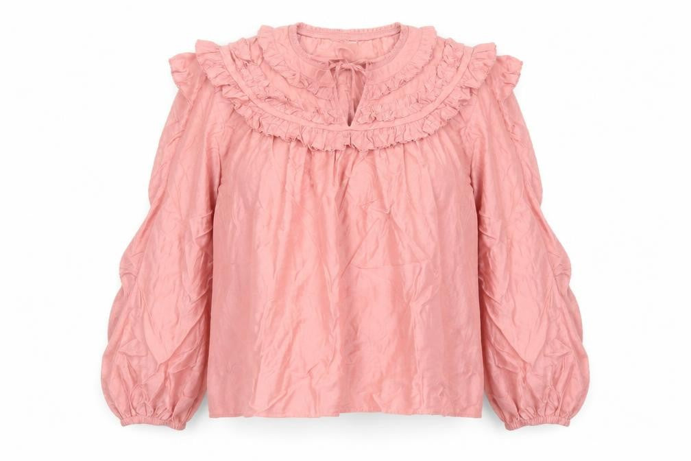 Marks and Spencer Per Una Pink Ruffle Tunic Blouse Women’s Size 18