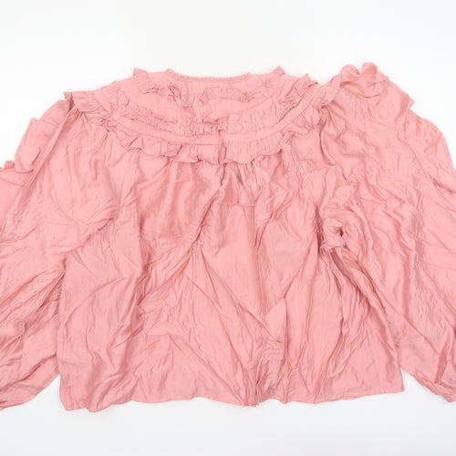 Marks and Spencer Per Una Pink Ruffle Tunic Blouse Women’s Size 18