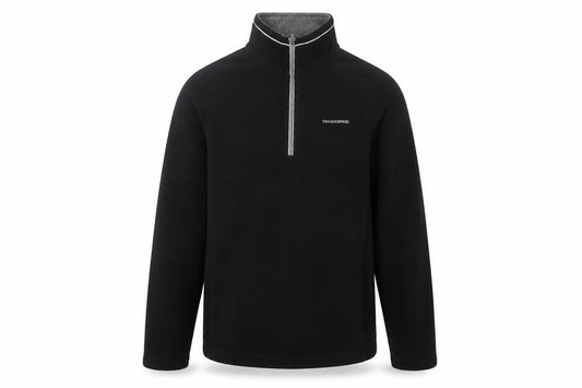 Front view of Craghoppers Men's Black Fleece 1/2 Zip Pullover Sweatshirt M