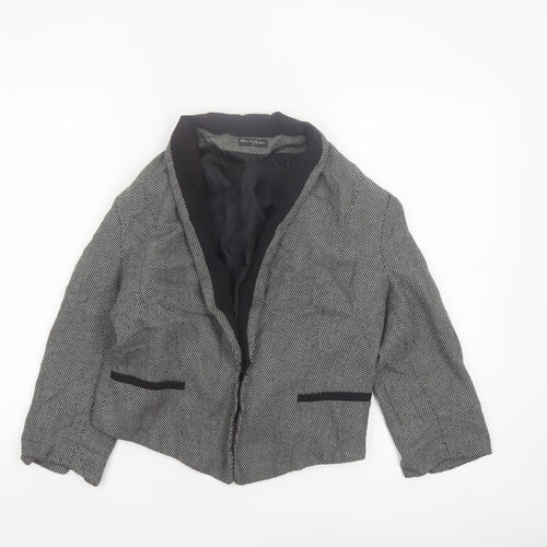 Miss Selfridge Women Black & White Tweed Blazer UK 12 Single-Breasted Jacket