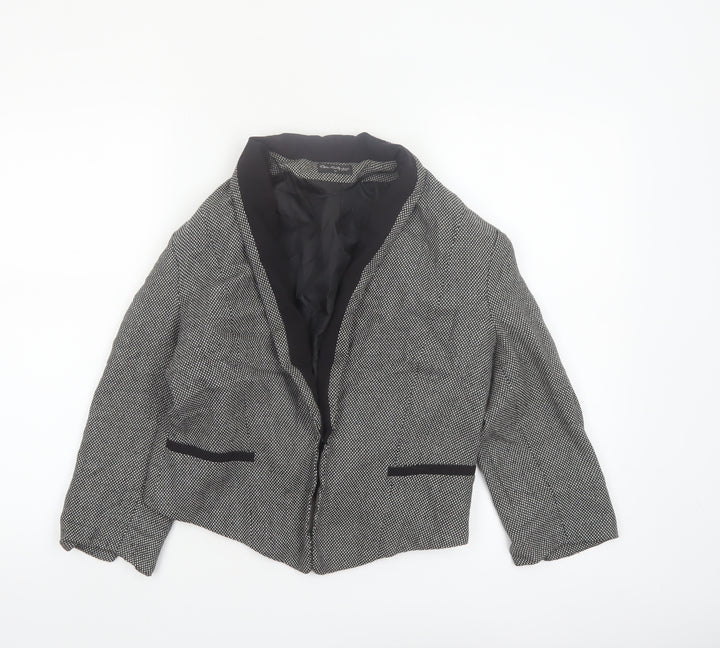 Miss Selfridge Women Black & White Tweed Blazer UK 12 Single-Breasted Jacket