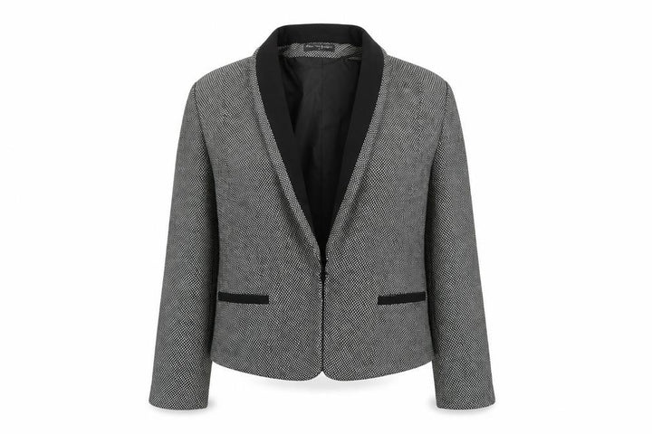 Miss Selfridge Women Black & White Tweed Blazer UK 12 Single-Breasted Jacket