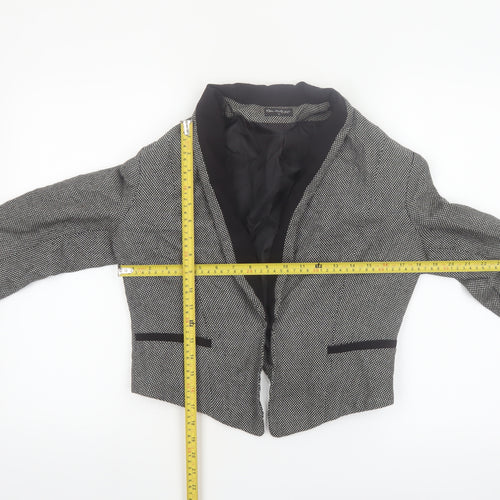 Miss Selfridge Women Black & White Tweed Blazer UK 12 Single-Breasted Jacket
