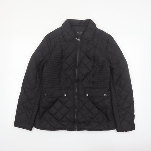 Feraud Women's Black Quilted Mid-Length Jacket Size 14