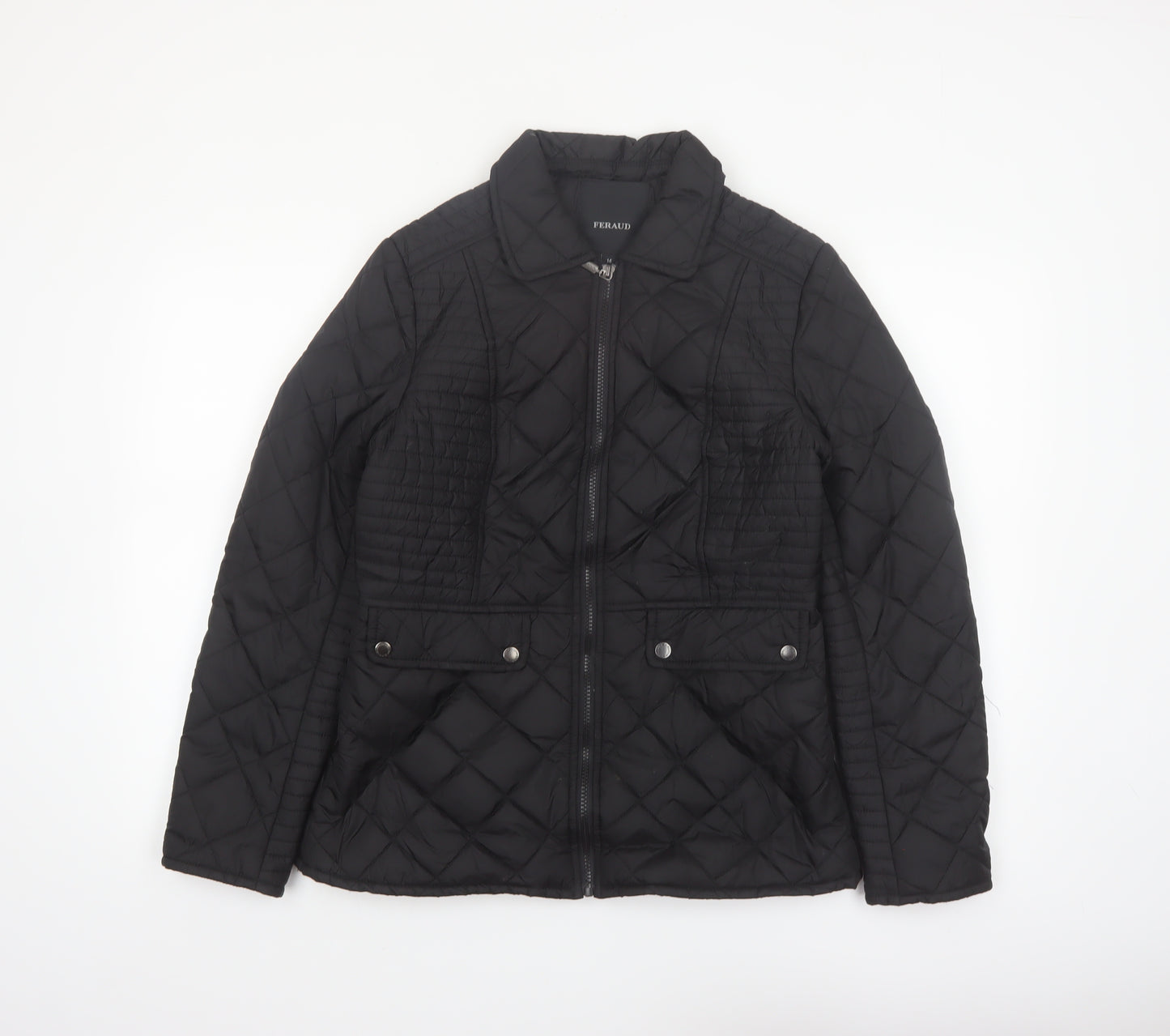 Feraud Women's Black Quilted Mid-Length Jacket Size 14