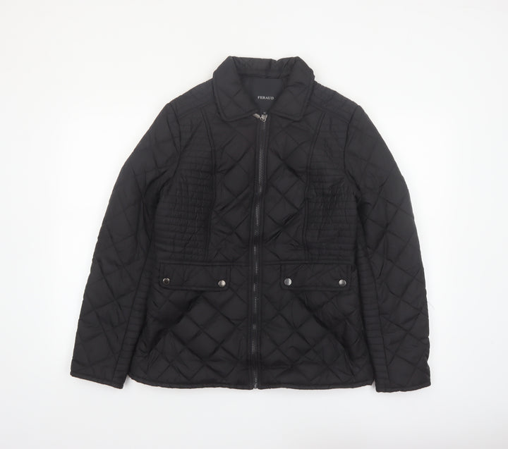Feraud Women's Black Quilted Mid-Length Jacket Size 14