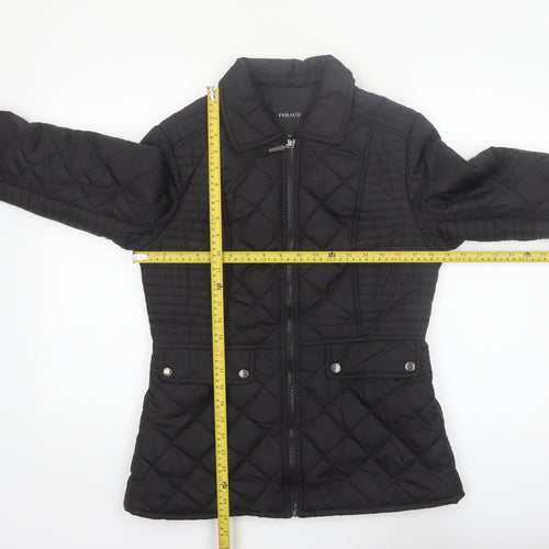 Feraud Women's Black Quilted Mid-Length Jacket Size 14