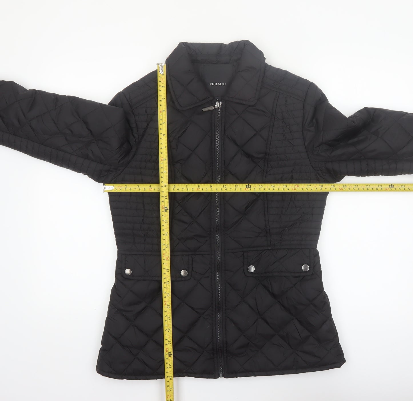 Feraud Women's Black Quilted Mid-Length Jacket Size 14