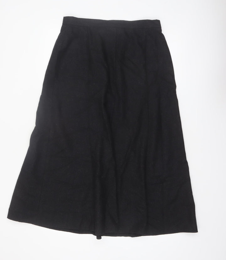 Rowland's Women's Black Wool Blend A-Line Midi Skirt Size 14