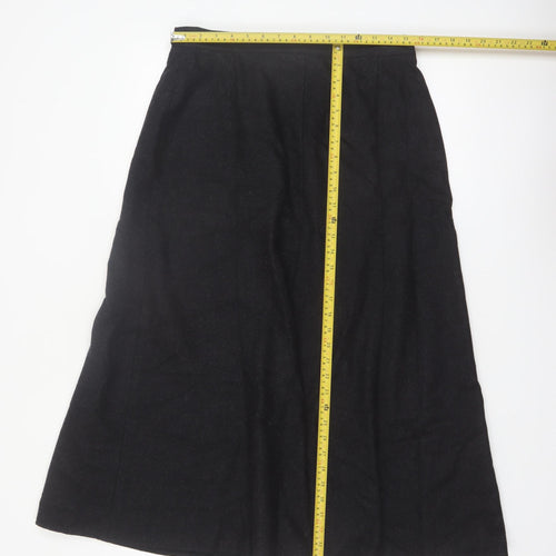 Rowland's Women's Black Wool Blend A-Line Midi Skirt Size 14
