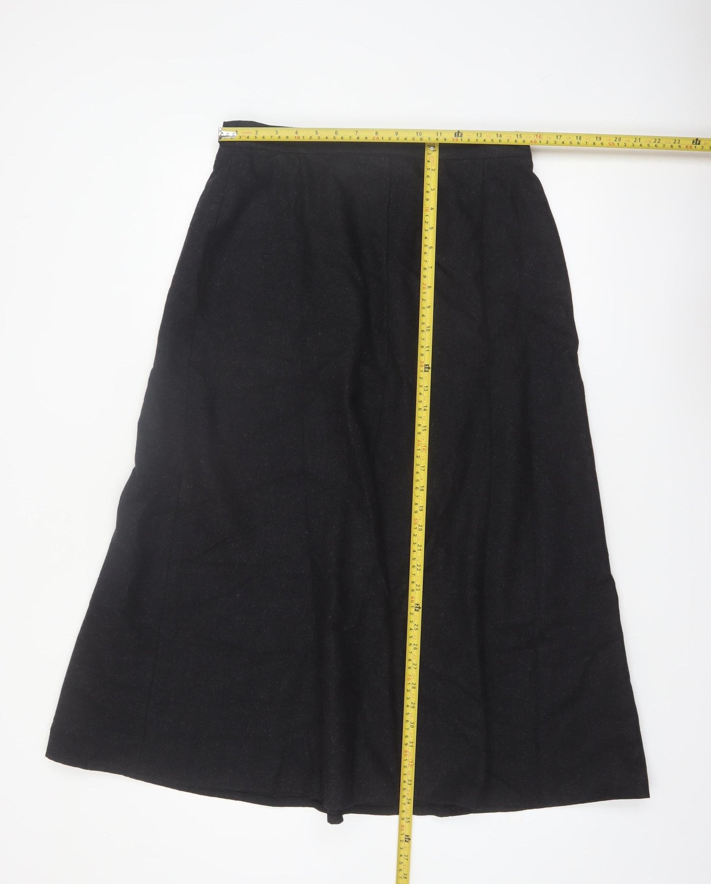 Rowland's Women's Black Wool Blend A-Line Midi Skirt Size 14