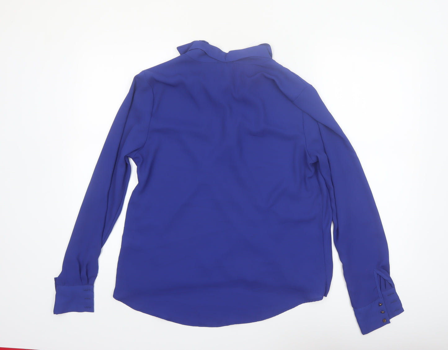 River Island Women's Blue Wrap V-Neck Long Sleeve Blouse Size 12