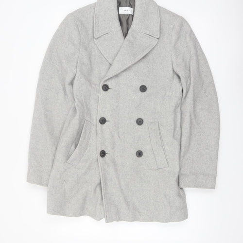 Reiss Women's Grey Wool Blend Pea Coat XS Classic Mid-Length