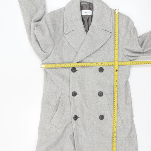 Reiss Women's Grey Wool Blend Pea Coat XS Classic Mid-Length
