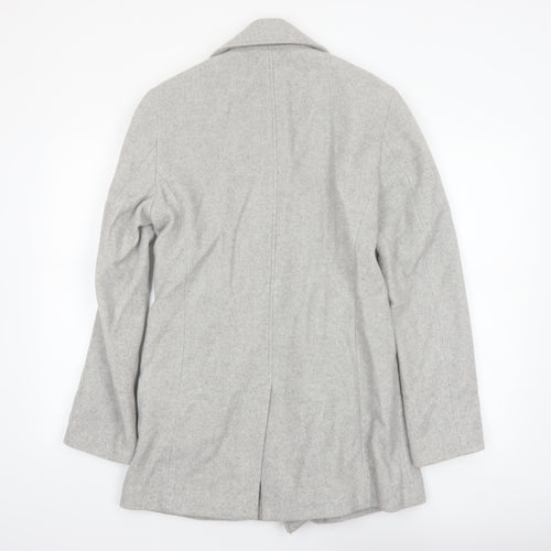 Reiss Women's Grey Wool Blend Pea Coat XS Classic Mid-Length