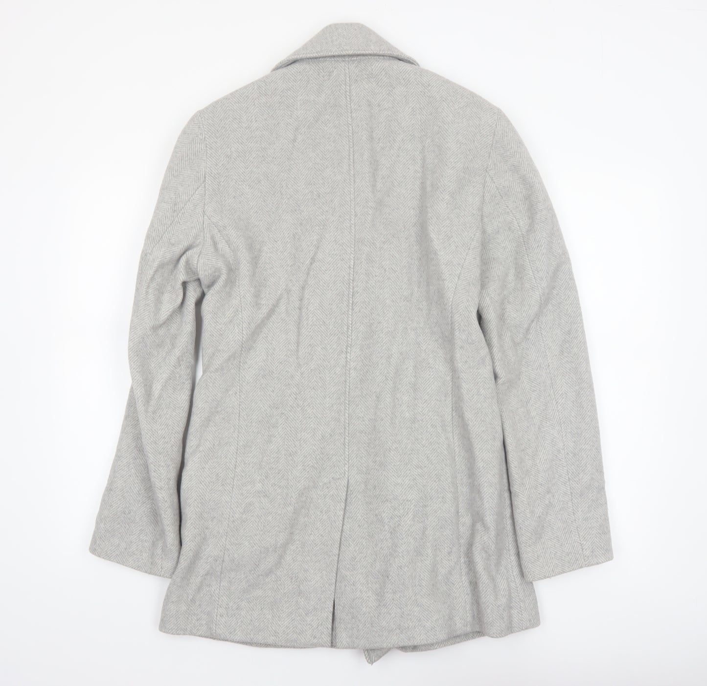 Reiss Women's Grey Wool Blend Pea Coat XS Classic Mid-Length