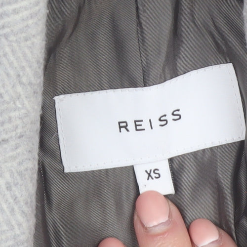 Reiss Women's Grey Wool Blend Pea Coat XS Classic Mid-Length
