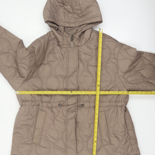 Primark Womens Beige Quilted Hooded Mid-Length Puffer Jacket XL