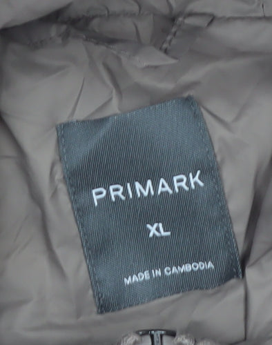 Primark Womens Beige Quilted Hooded Mid-Length Puffer Jacket XL