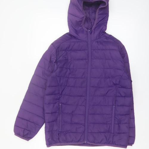Freedom Trail Teens Purple Hooded Puffer Jacket Size 10 Regular Fit