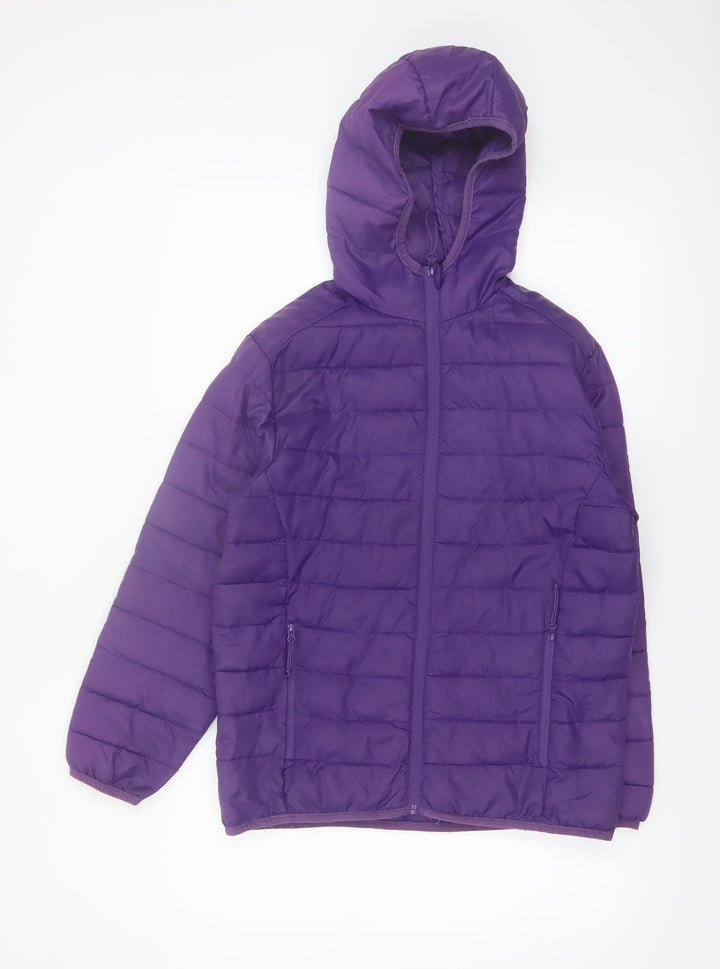 Freedom Trail Teens Purple Hooded Puffer Jacket Size 10 Regular Fit
