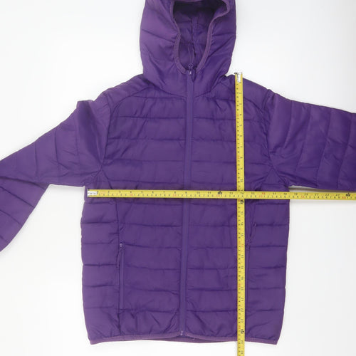 Freedom Trail Teens Purple Hooded Puffer Jacket Size 10 Regular Fit