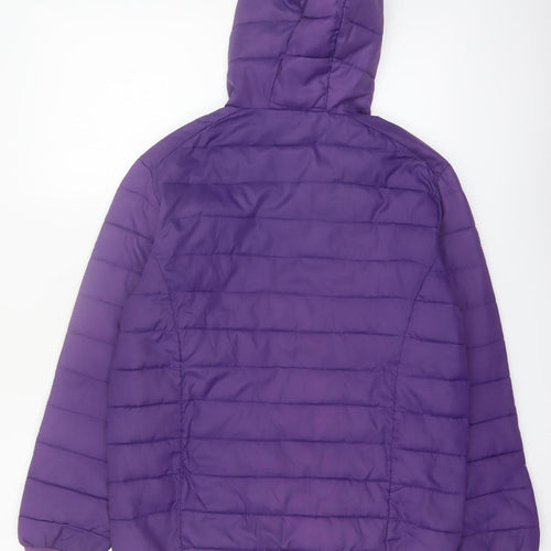 Freedom Trail Teens Purple Hooded Puffer Jacket Size 10 Regular Fit