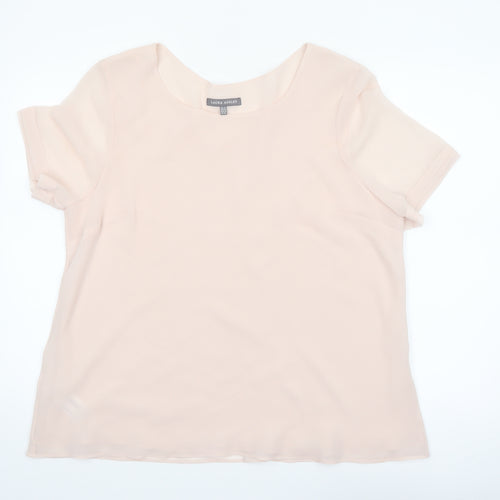Laura Ashley Women’s Beige Short Sleeve Chiffon Blouse UK 18