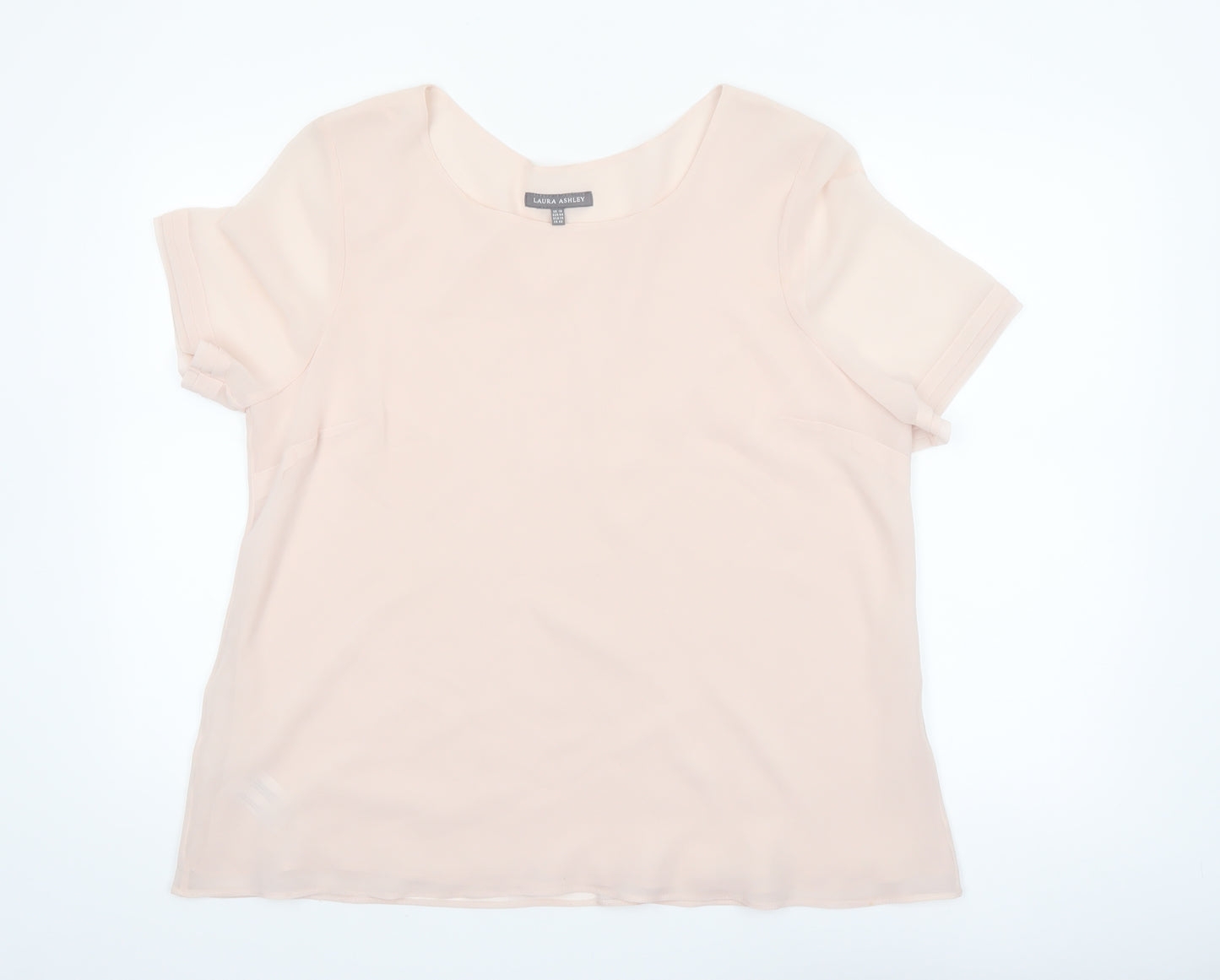 Laura Ashley Women’s Beige Short Sleeve Chiffon Blouse UK 18