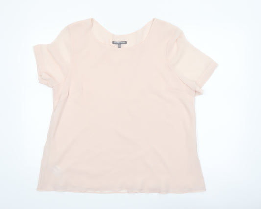 Laura Ashley Women’s Beige Short Sleeve Chiffon Blouse UK 18