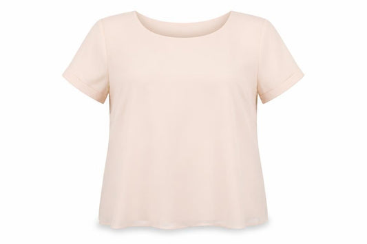 Front view of Laura Ashley Women’s Beige Short Sleeve Chiffon Blouse UK 18