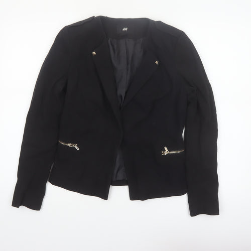 H&M Womens Black Size 12 Regular Fit Single-Breasted Blazer Jacket