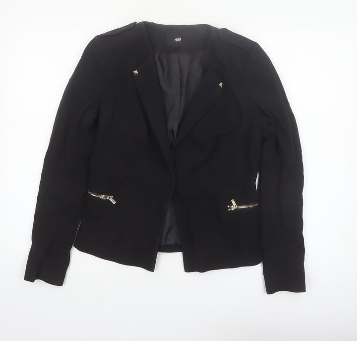 H&M Womens Black Size 12 Regular Fit Single-Breasted Blazer Jacket