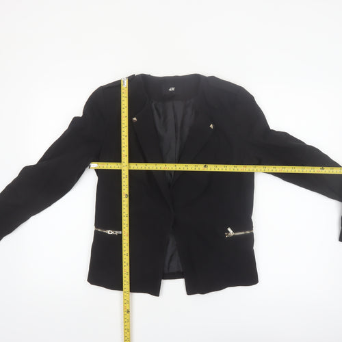 H&M Womens Black Size 12 Regular Fit Single-Breasted Blazer Jacket