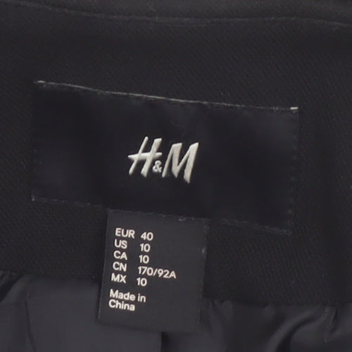 H&M Womens Black Size 12 Regular Fit Single-Breasted Blazer Jacket