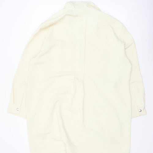 Reiss Women’s Ivory Collared Shirt Dress Size 16 Woven Long Sleeve