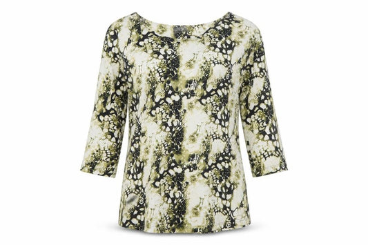 Front view of Simply Stock Shop Women's Multicoloured Animal Print 3/4 Sleeve Blouse, size 12