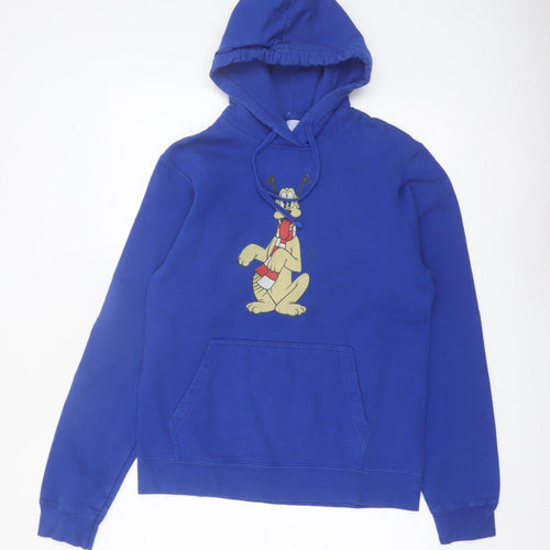 Disney Men’s Blue Pullover Hoodie Small Cartoon Graphic Sweatshirt