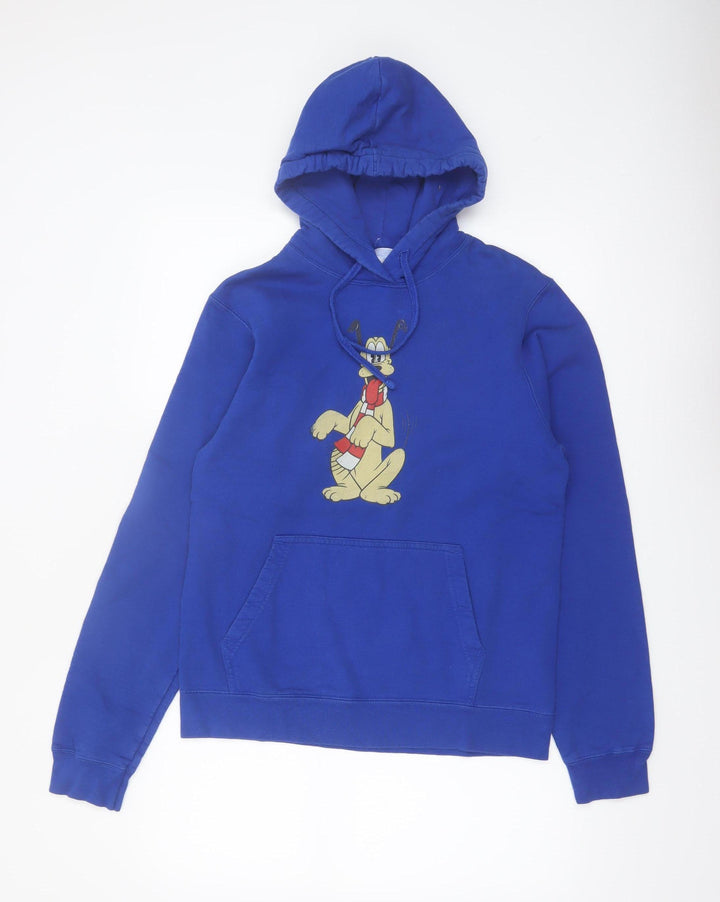 Disney Men’s Blue Pullover Hoodie Small Cartoon Graphic Sweatshirt