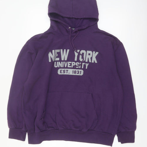 MV Sport Men's Purple Hoodie XL Pullover NY University Graphic Print