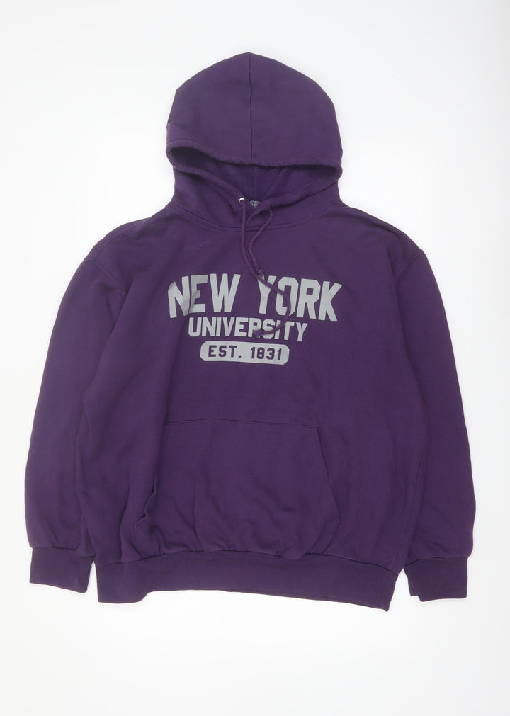 MV Sport Men's Purple Hoodie XL Pullover NY University Graphic Print